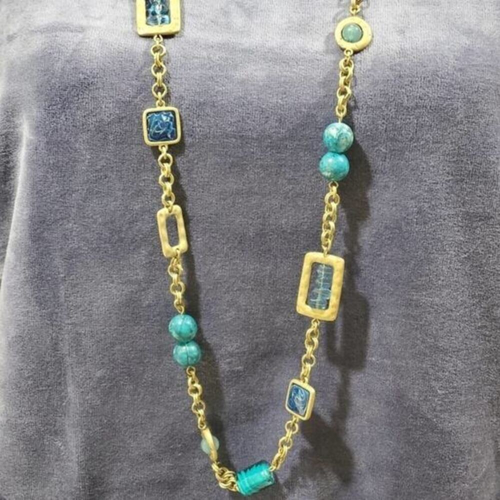 New Chico's gold and blue beaded necklace - Picture 10 of 10